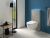 Modernes Badezimmer mit wandhängendem Geberit iCon WC und beleuchtetem Vorwandelement.